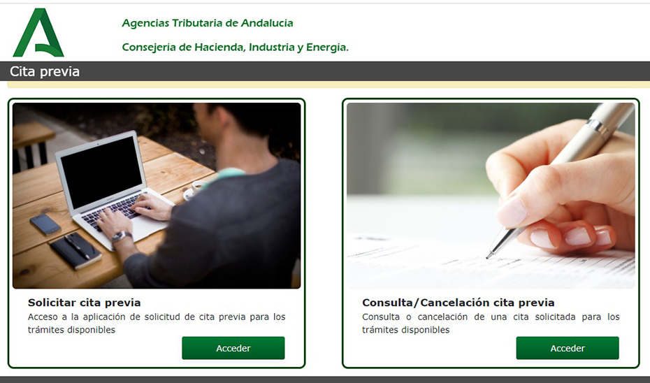 Las citas se pueden solicitar a través de la web de la Agencia Tributaria de Andalucía.