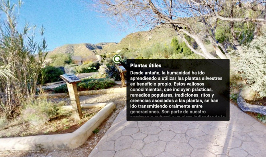 Detalle de la ruta virtual por el Jardín Botánico del Parque Natural de Cabo de Gata-Níjar en Almería.