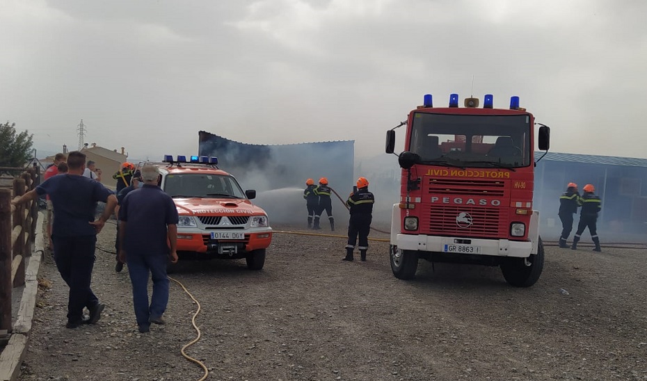 Efectivos actuando en el incendio de vegetación de Jun.