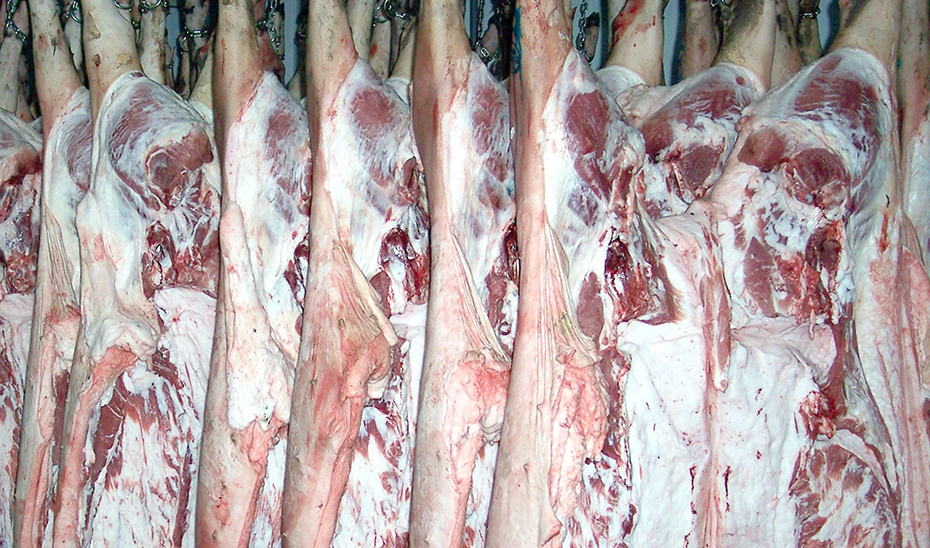 Carne de cerdo dispuesta para su comercialización.