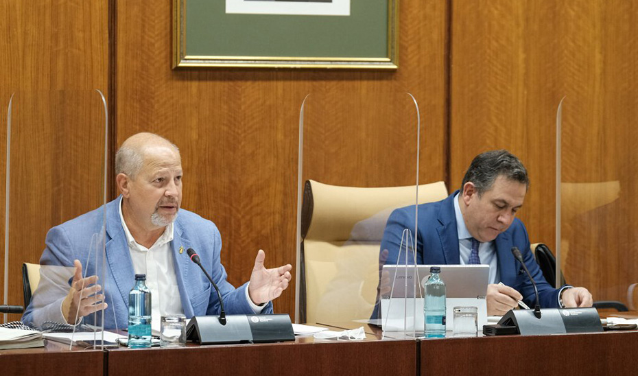 El consejero Javier Imbroda, durante la reunión de la comisión parlamentaria.