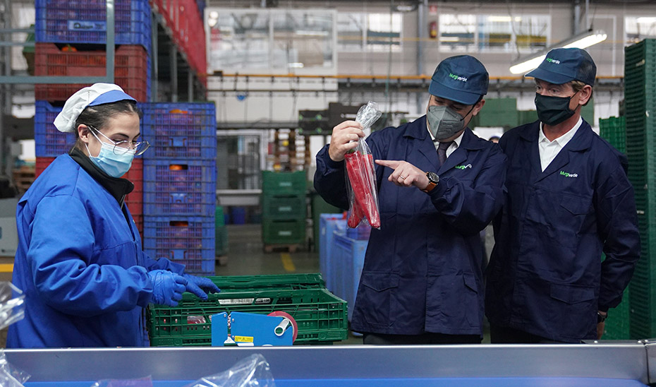 Juanma Moreno ha visitado las instalaciones de la cooperativa hortofrutícola Murgiverde.