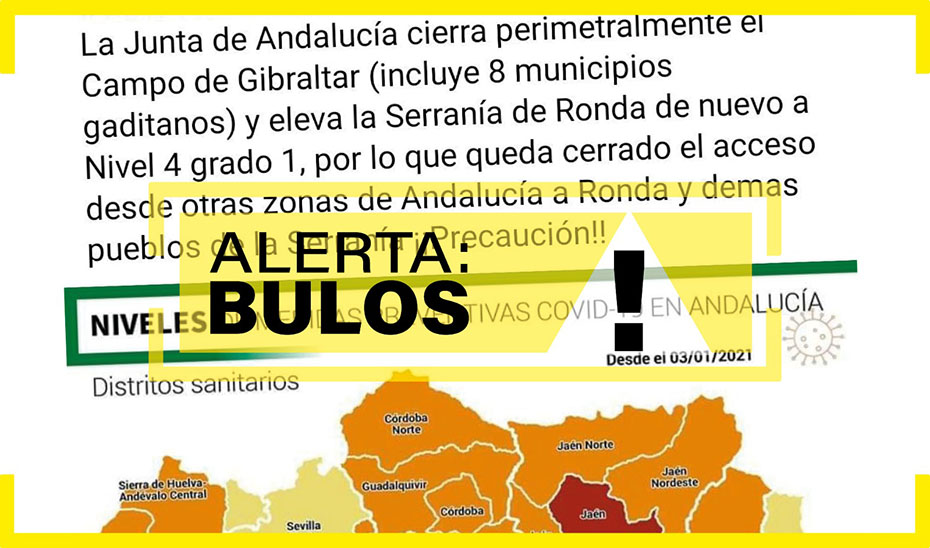 Es falso el mensaje sobre la prohibición de salir de los municipios de la Serranía de Ronda.