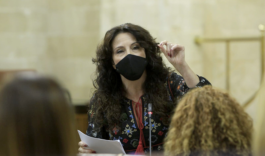 La consejera Rocío Ruiz, durante la sesión de control al Gobierno en el Parlamento.