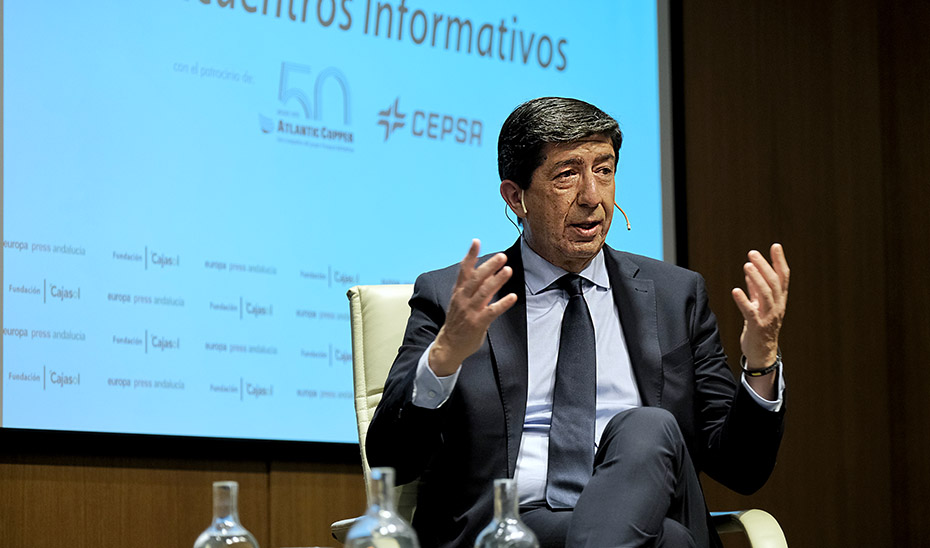 El vicepresidente de la Junta de Andalucía, durante su participación en los Desayunos de Europa Press.