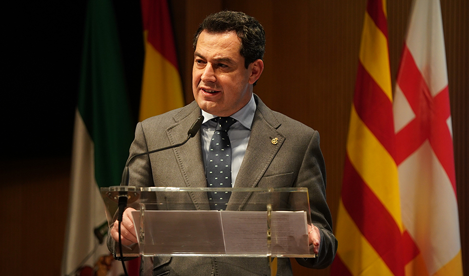 Moreno, en un momento de su intervención en el acto central del Día de Andalucía.