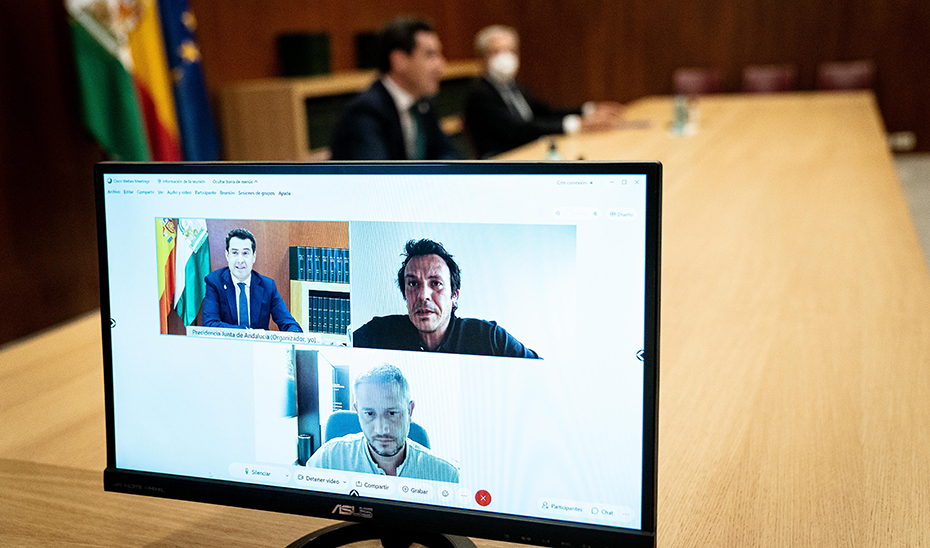Detalle del encuentro virtual mantenido entre Moreno y González.