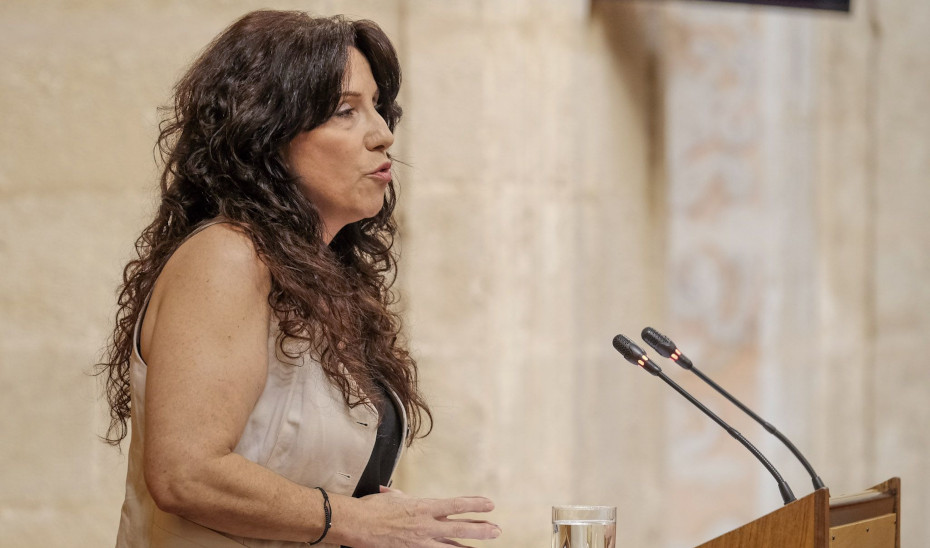 La consejera Rocío Ruiz durante su intervención en el Parlamento para defender la modificación del Decreto Ley sobre la dependencia.