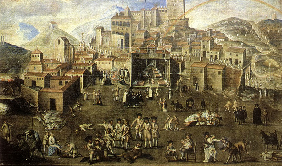 Representación de los estragos de la peste negra en Antequera a finales del XVII.