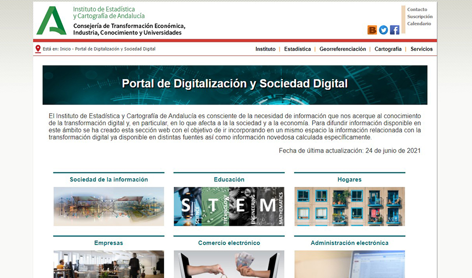 Página de inicio del nuevo portal del IECA sobre sociedad digital.