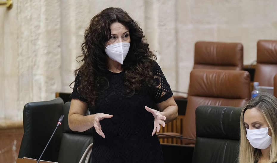 La consejera de Igualdad, Rocío Ruiz, en un momento de la sesión parlamentaria de control al Gobierno.