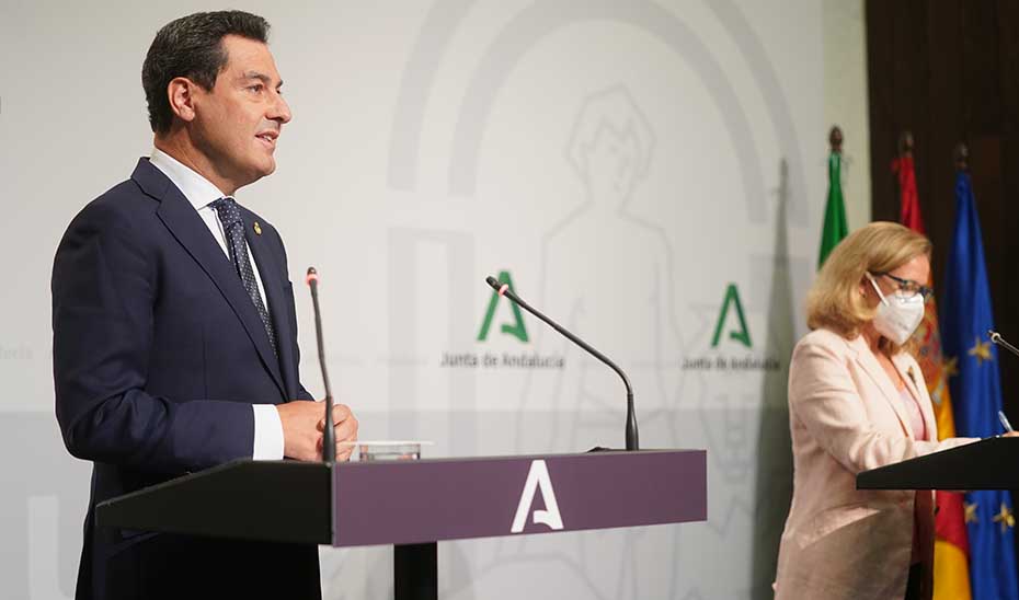 Intervención de Juanma Moreno tras la reunión con la vicepresidenta primera del Gobierno