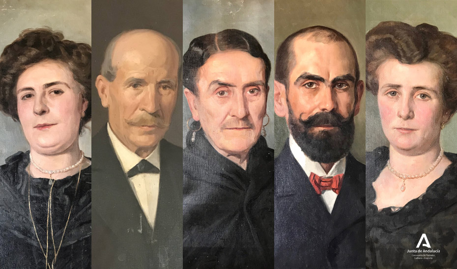 Imagen de los cinco retratos donados de José Ordóñez que aumentan la colección del Museo onubense.