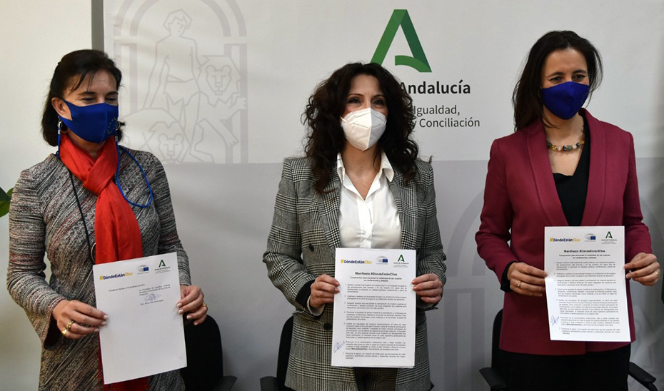 Acto de firma del manifiesto de adhesión de la Junta de Andalucía a la iniciativa europea #DóndeEstánEllas.
