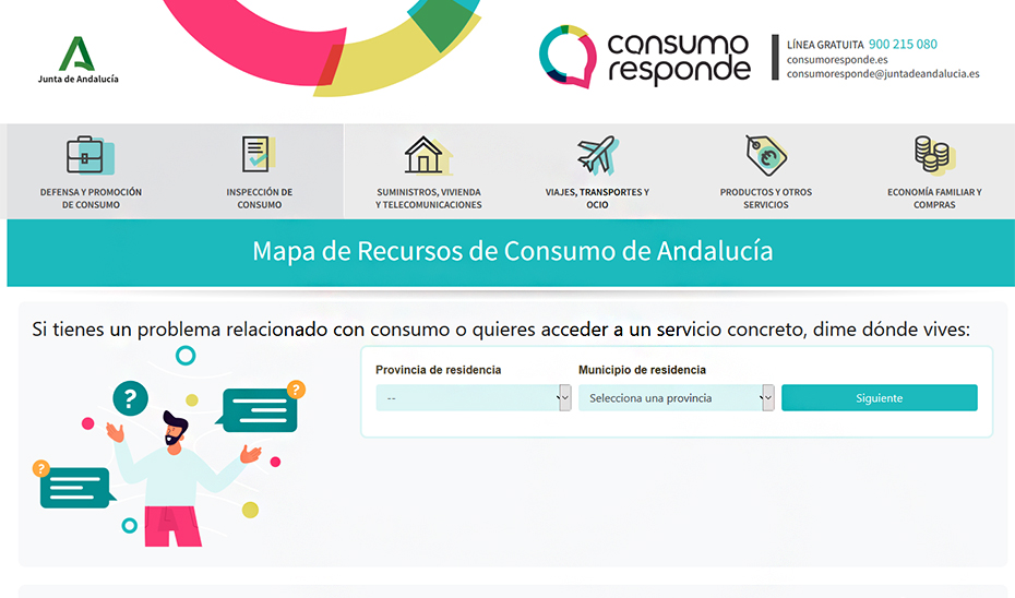 Web con el Mapa de Recursos de Consumo de Andalucía.