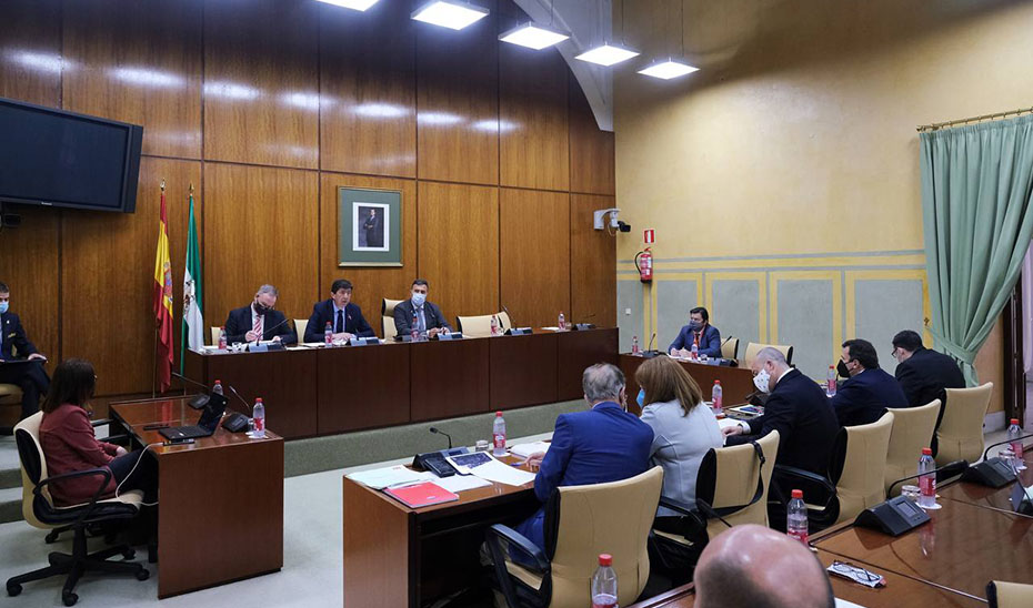 Comisión parlamentaria donde el vicepresidente, Juan Marín, ha comparecido para desgranar las ayudas a las administraciones locales.