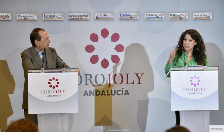 La consejera de Igualdad, Políticas Sociales y Conciliación, Rocío Ruiz, este miércoles durante su intervención en el Foro Joly Andalucía.