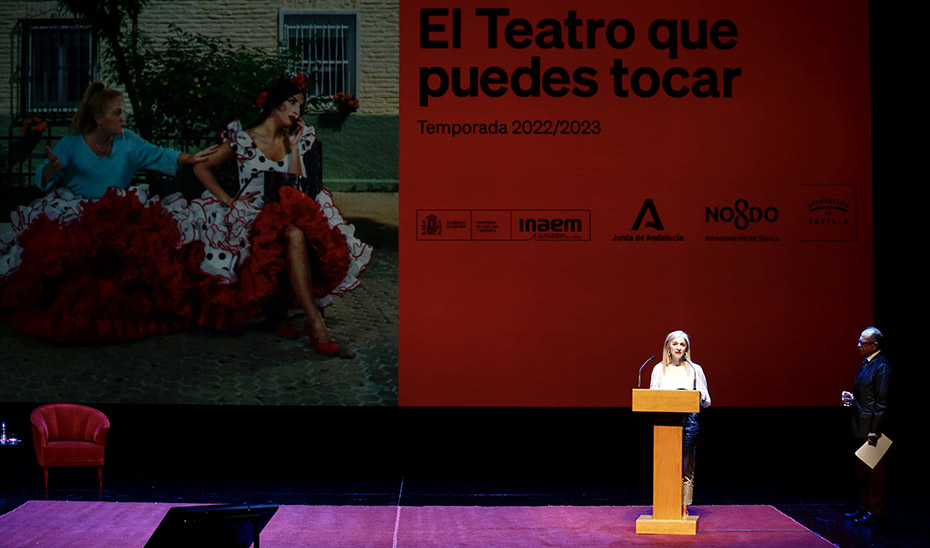 La consejera de Cultura, Patricia del Pozo, durante la presentación de la nueva temporada del Teatro Maestranza de Sevilla.