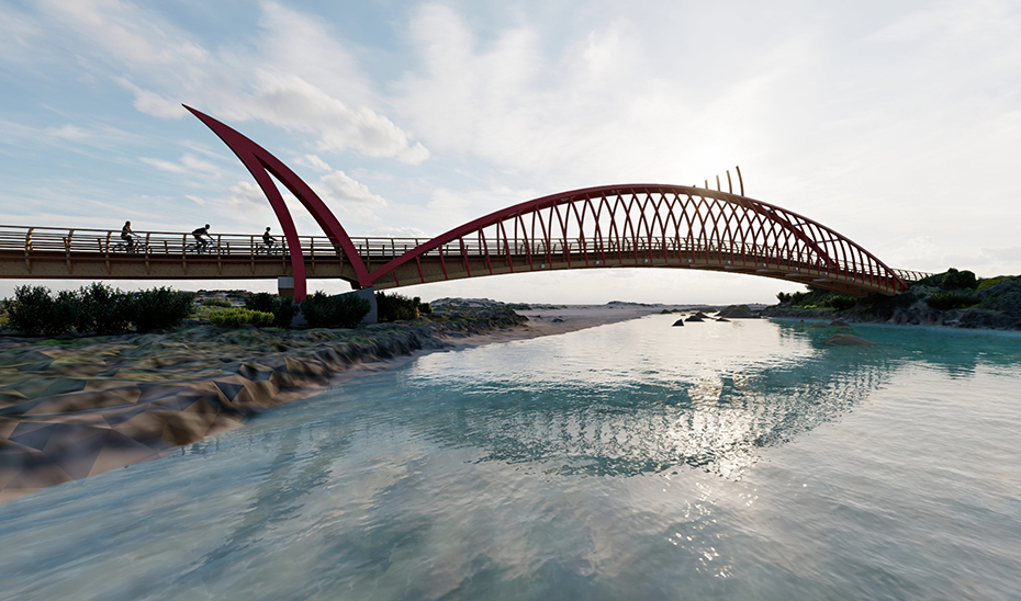 Recreación virtual del puente sobre el río Cachón, en Zahara de los Atunes (Barbate).
