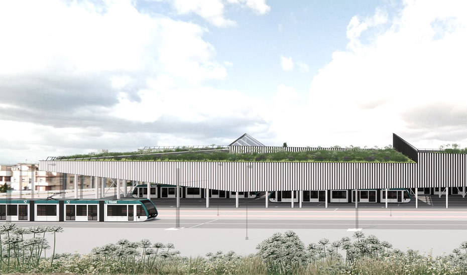 Detalle del proyecto de construcción de una cubierta vegetal en el recinto de los talleres y cocheras del Metro de Granada adjudicado a la empresa Eiffage Infraestructuras.