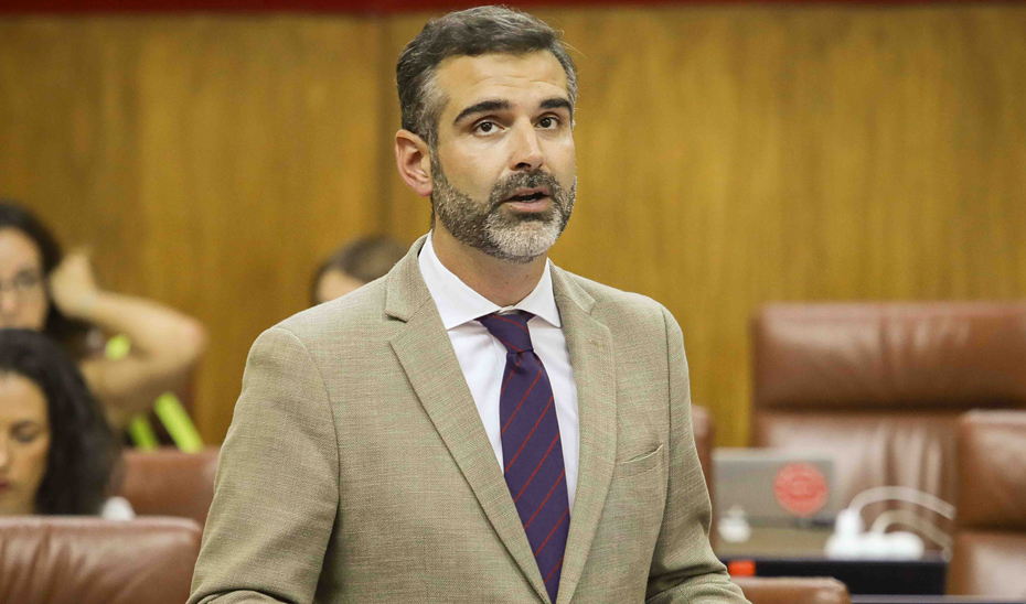 El consejero de Sostenibilidad, Medio Ambiente y Economía Azul, Ramón Fernández-Pacheco, durante la sesión de control en el Parlamento andaluz.