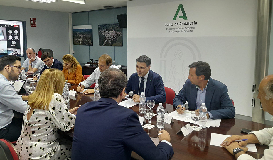 Un momento de la reunión del grupo de trabajo sobre hidrógeno verde celebrada en la Subdelegación del Gobierno del Campo de Gibraltar, en Algeciras.