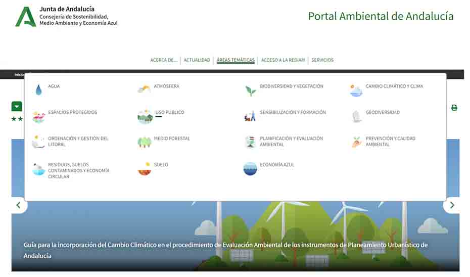 Portal ambiental de la Junta de Andalucía 'Rediam'.