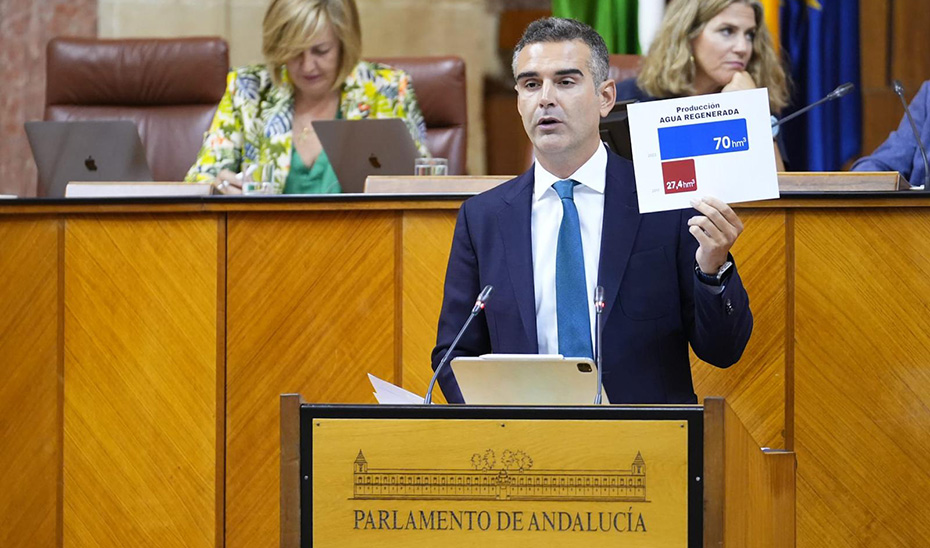 
			      Ramón Fernández-Pacheco comparece en el Pleno del Parlamento para informar sobre el grado de ejecución en materia de agua.			    
			  