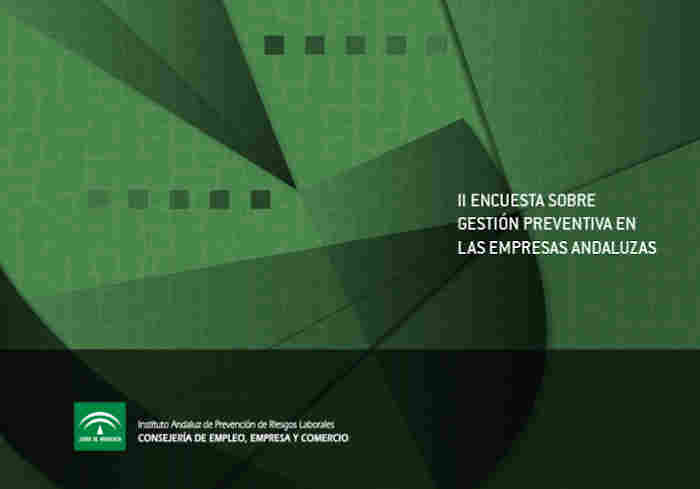 Portada verde de la publicación II Encuesta sobre gestión preventiva en las empresas andaluzas