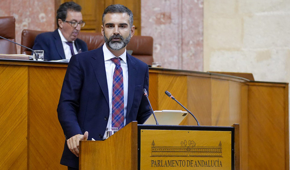 Ramón Fernández-Pacheco, durante su comparecencia en el pleno del Parlamento de Andalucía.