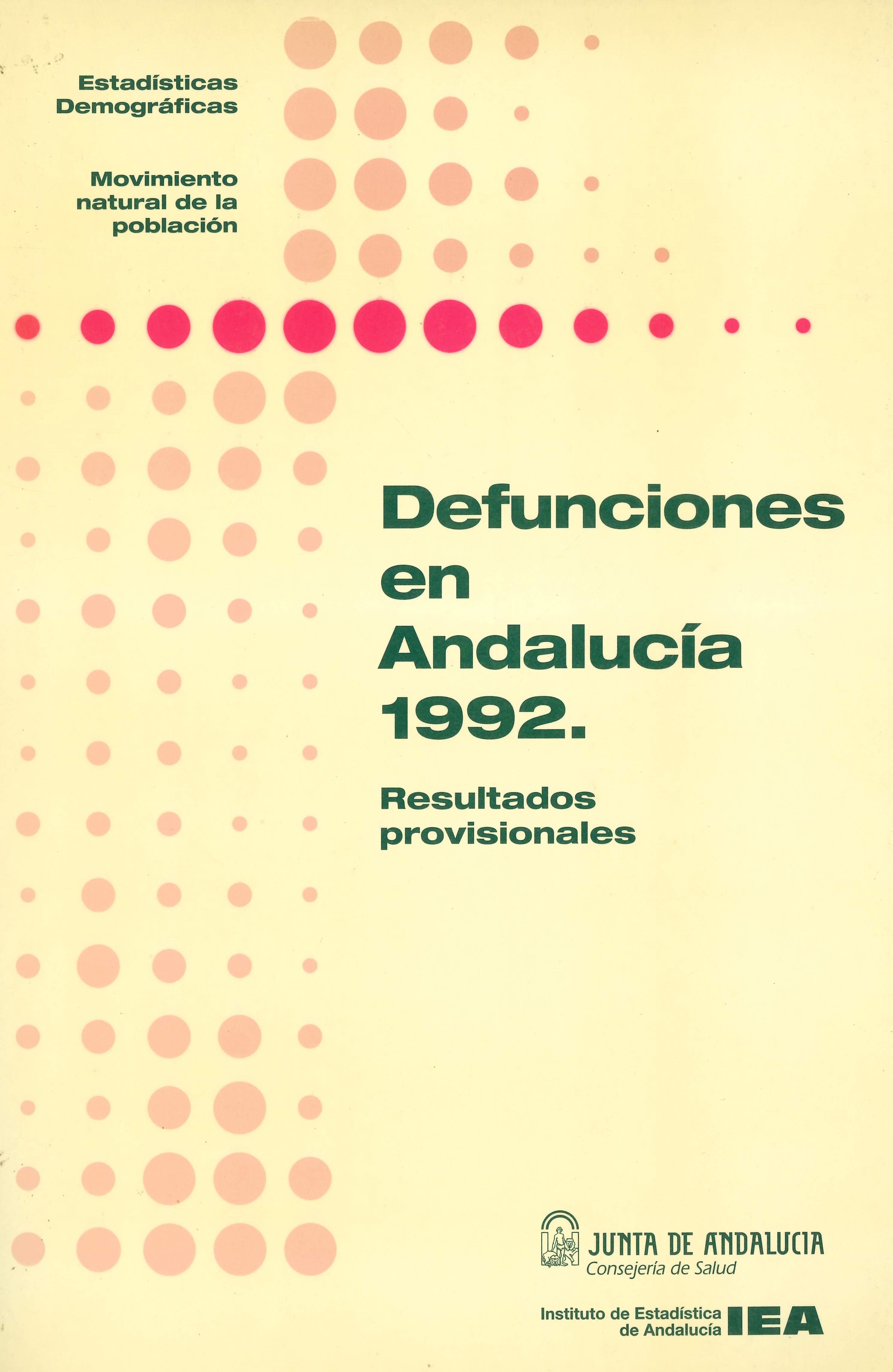 Imagen representativa de la publicación Defunciones en Andalucía 1992: resultados provisionales