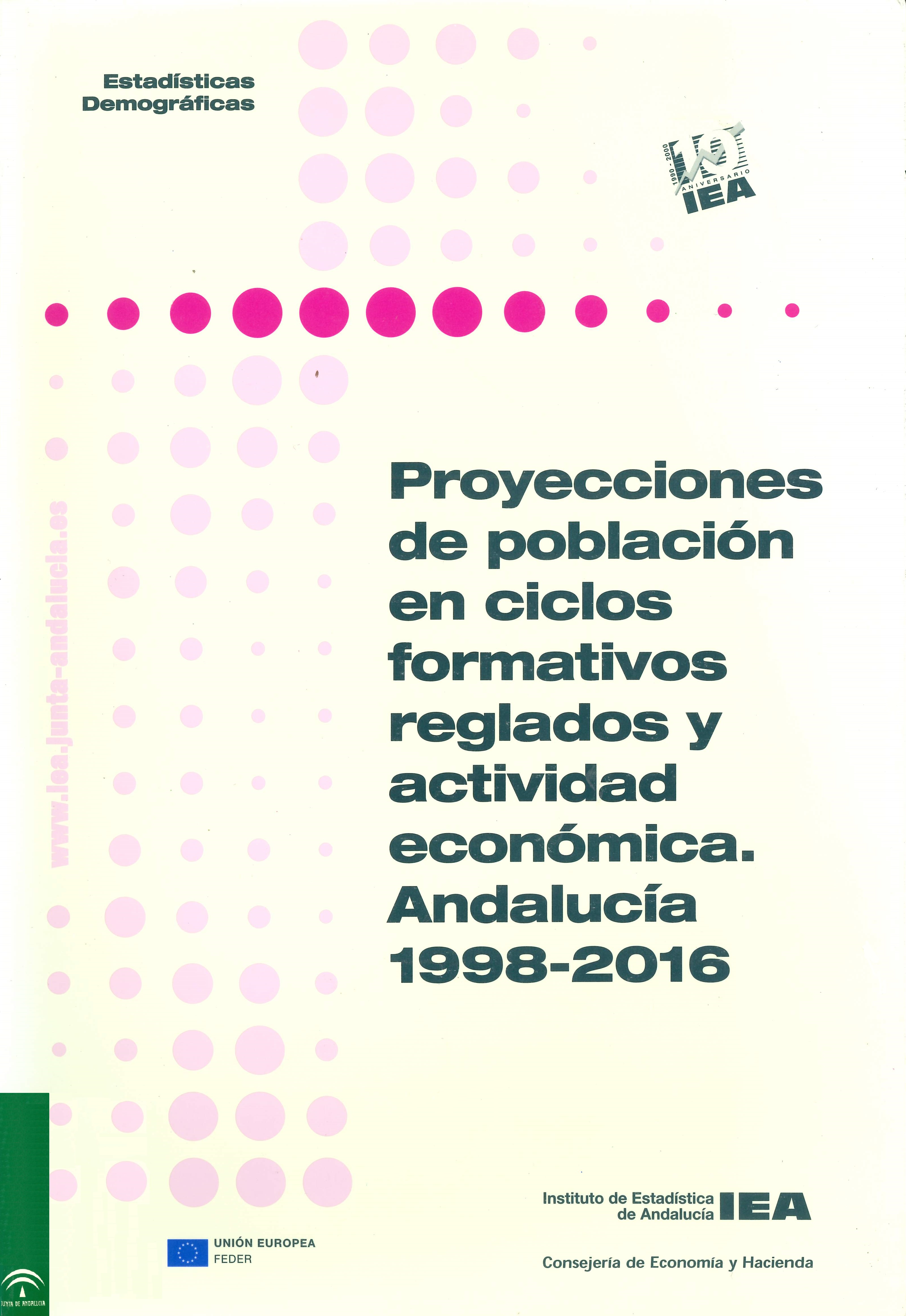 Imagen representativa de la publicación Proyecciones de población en ciclos formativos reglados y actividad económica: Andalucía 1998-2016
