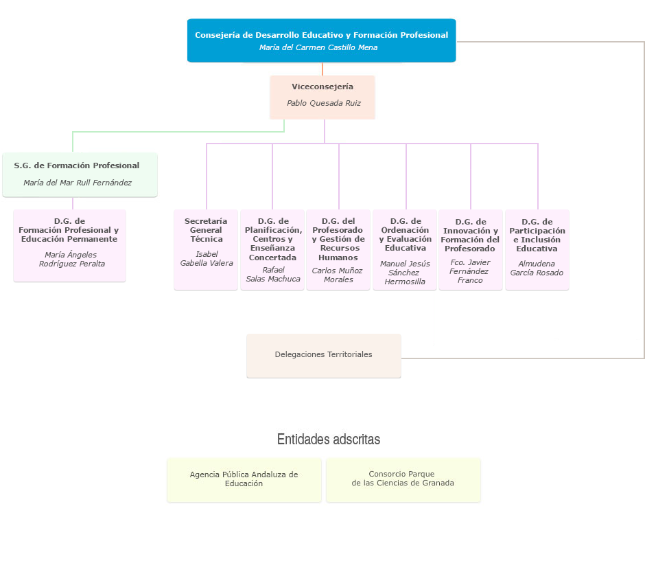 Organigrama de la Consejería de Desarrollo Educativo y Formación Profesional