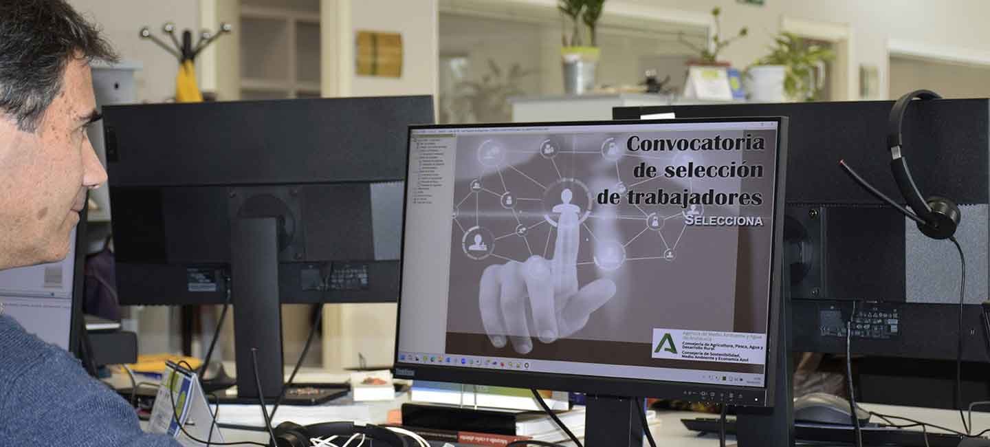 Técnico de Amaya trabajando en su ordenador