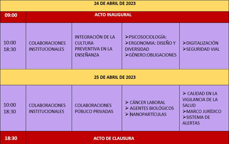 Horarios Congreso